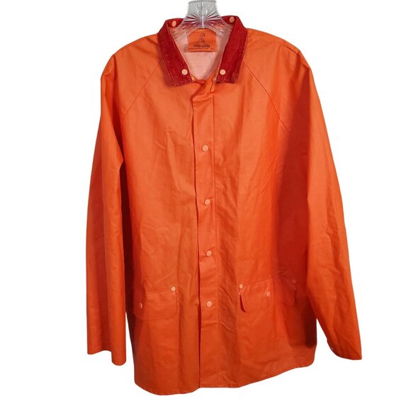 Dur-Abel Size XXL Jacket Waterproof Snap Front Orange Safety Corduroy Collar - Picture 2 of 14